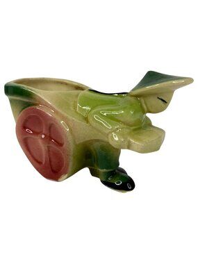 Vintage Shawnee Pottery Planter Chinese Asian Man Pulling Rickshaw Cart #539